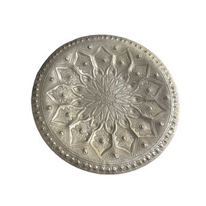 Vintage Moroccan Brass Wall Plate Ornate Hand Hammered 10" Ornate Floral Art